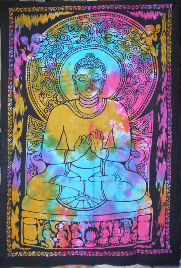 Petite tenture indienne shanti shanti bouddha
